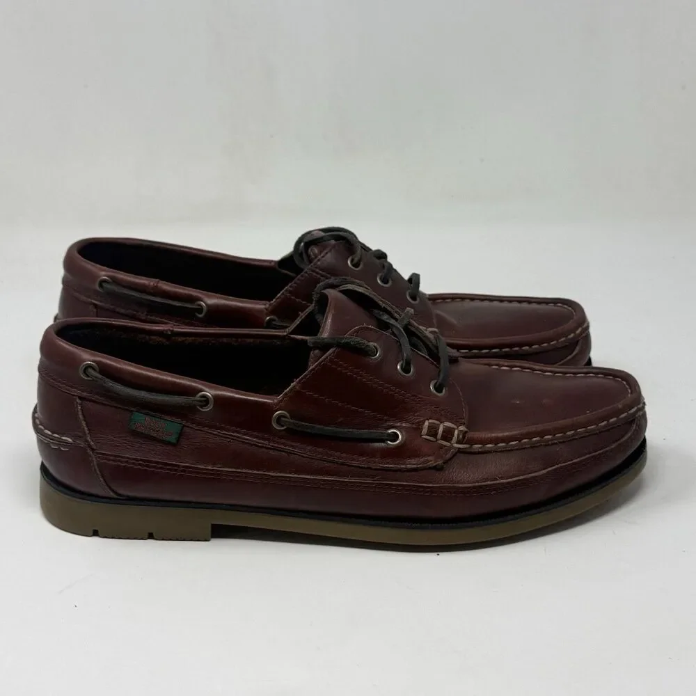 Dockmasters Boat Shoes Mens 12 M Brown Leather Hand Sewn Moccasin Preppy